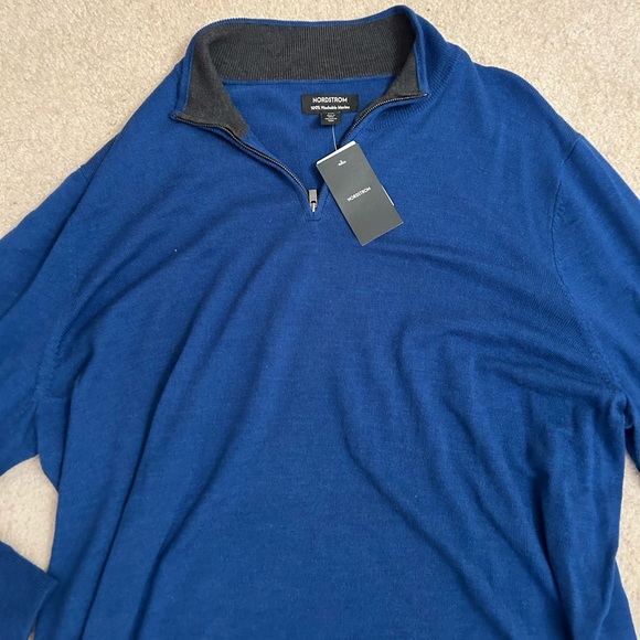 Nordstrom Merino Wool Blue Zip Up Sweater Size 3XL - Picture 3 of 3